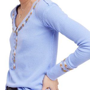 NWT Free People Thermal Long Sleeve Henley Top